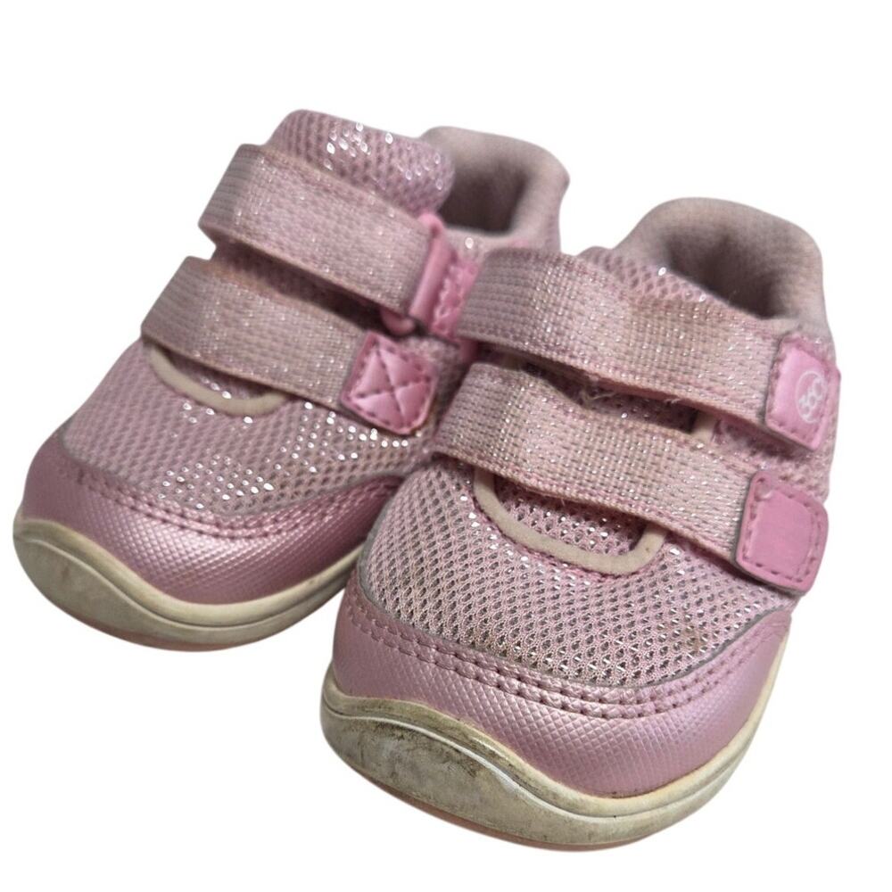 Pink Sparkle Double Velcro Strap Sneakers - Stride Rite - Toddler 4